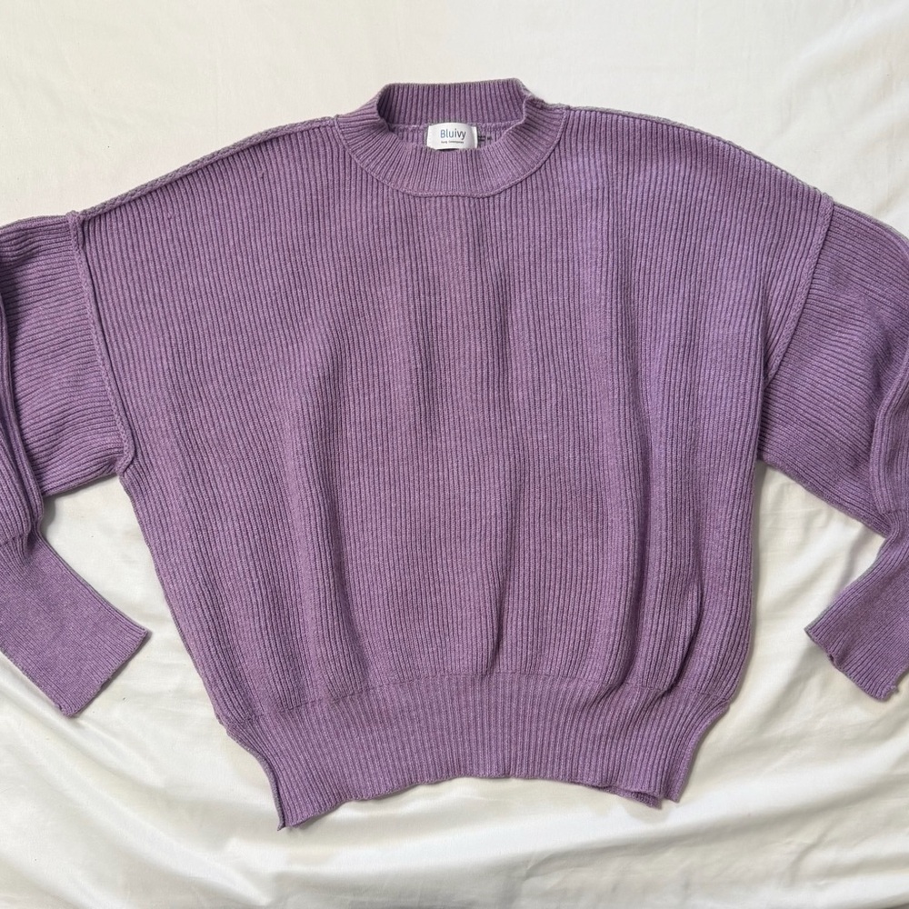 Bluivy Women's Purple Crew Neck Sweater
